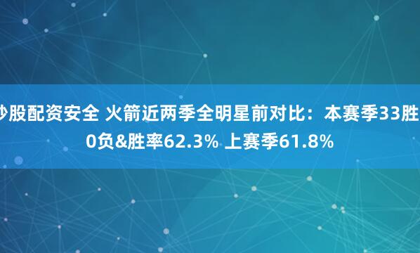 炒股配资安全 火箭近两季全明星前对比：本赛季33胜20负&胜率62.3% 上赛季61.8%
